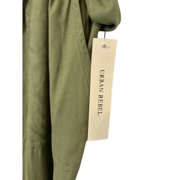 NWT Urban Rebel Front Tie High Waist Pant Women’s L Sage Green Minimalist Preppy - Picture 3 of 5